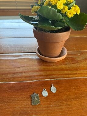 Vintage Religious Charm Trio - Brass & Silver Tones